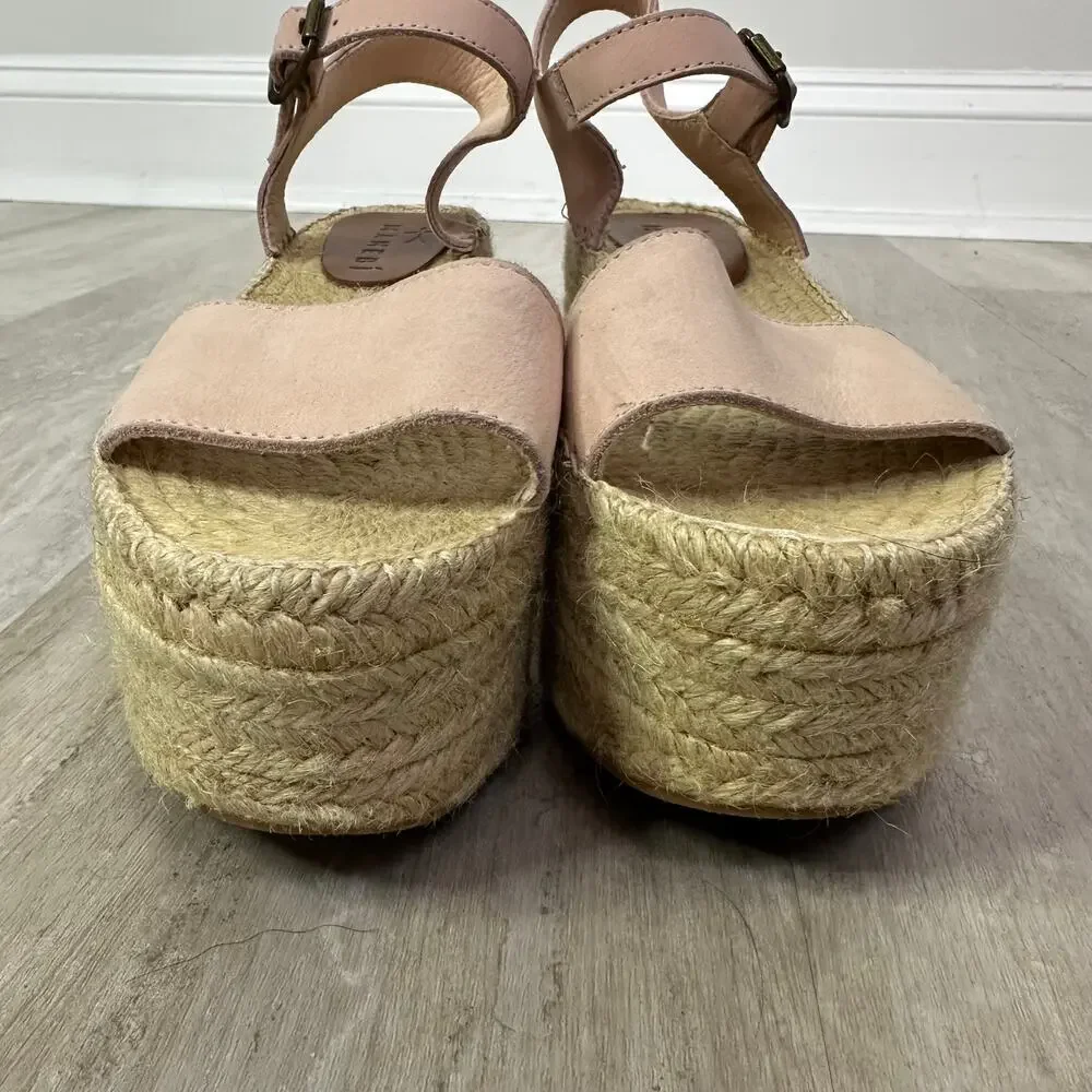 MANEBI Suede Platform Espadrille Sandals In Pink Size 38